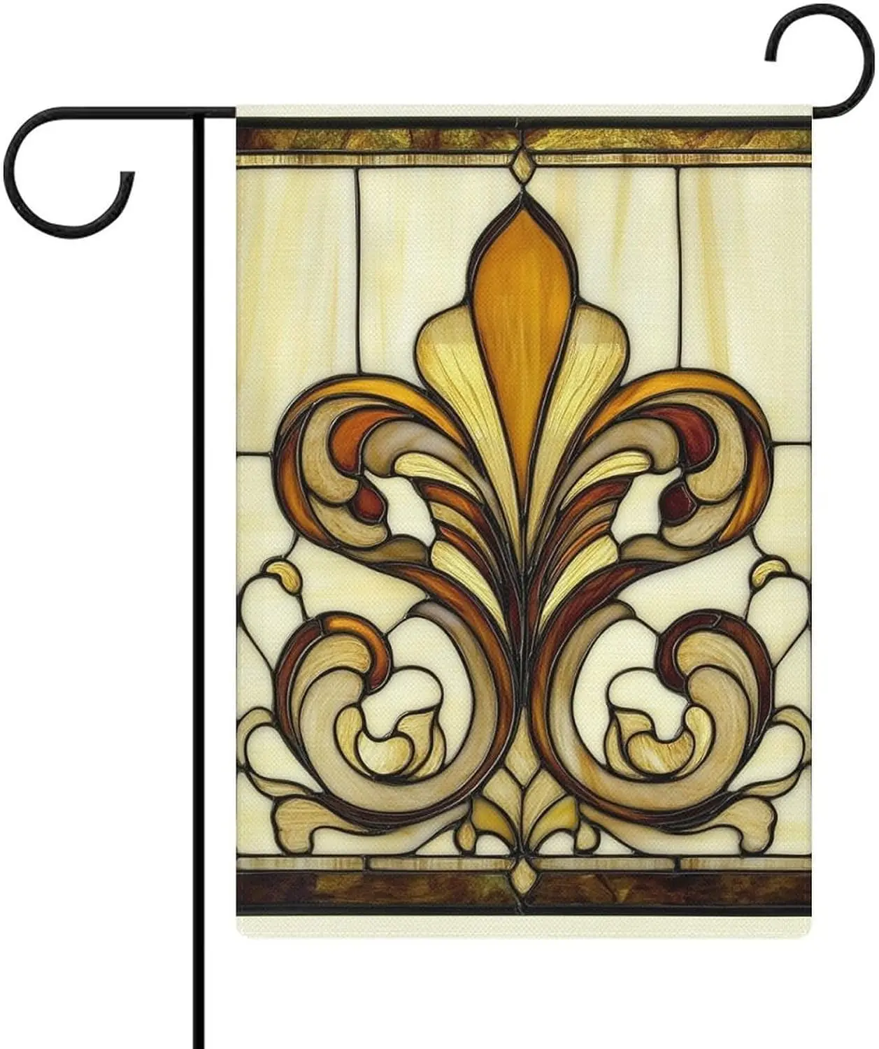 Stained Glass Panel Golden Yellows Floral Double Sided Garden Flag 12x18 Inch Outdoor Holiday Yard Flag Decorative yyi