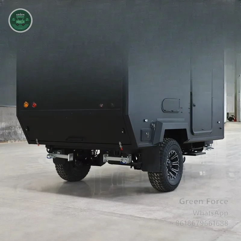 Modern Fiberglass Pop-Up Camper Trailer for Off-Road Camping - 4-Person Waterproof Lightweight RV with Independent Suspension