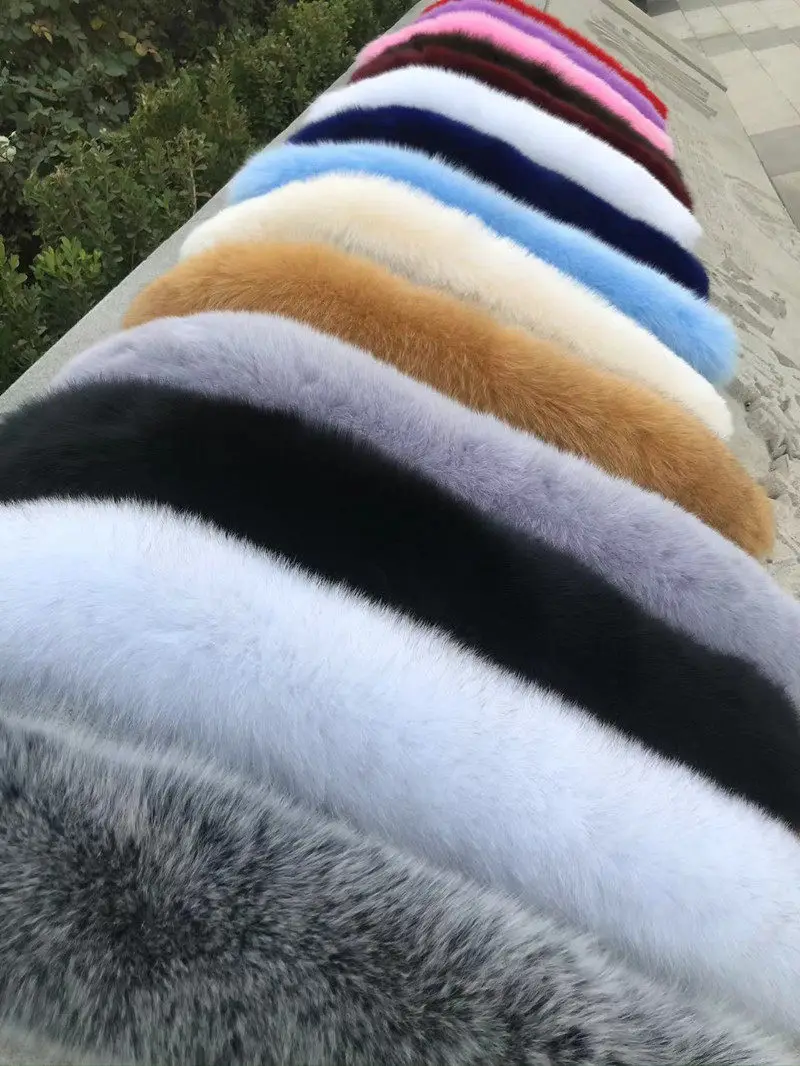 

Women's Real Fur Scarf Silver Fox Collar Luxury Winter Thick Warm Wraps Genuine Natural Red Fox Scarves Decorate Neck Big Shawl