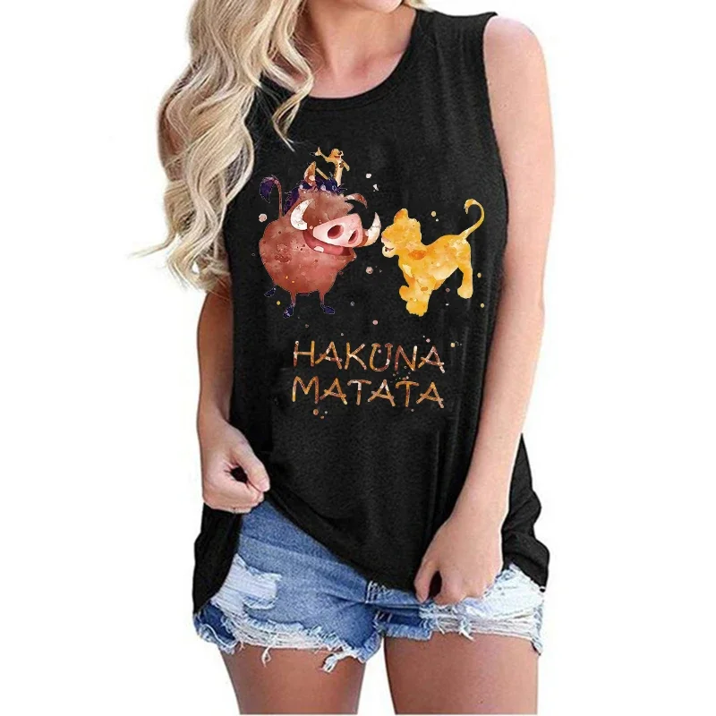 

90s Vest Tnak Top Y2k Disney The Lion King T Shirt Cropped T-shirt Women Crop Top Vest Top Tees Clothes Hakuna Matata Tshirt