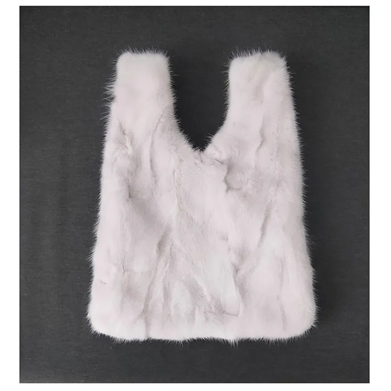 2022 New Bags ,Popular Women\'s Bags, Real Colorful Fur Bags ,Mink Fur Fashion Handbags, Plush Vest Handbags