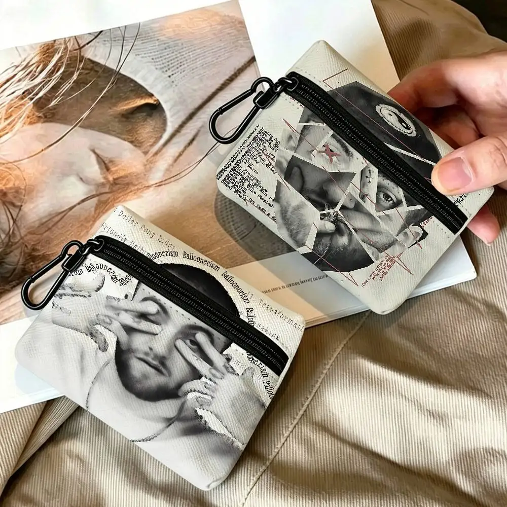 Singer M-Mac Miller Mini Oxford Cloth Coin Purse With Carabiner Hook Portable Key Card Wallet Small Zipper Storage Pouch