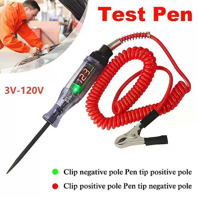 Diagnose Electrical Issues Instantly! 3V-120V Digital Voltage Circuit Tester, Long Probe Pen Light For Cars & Trucks