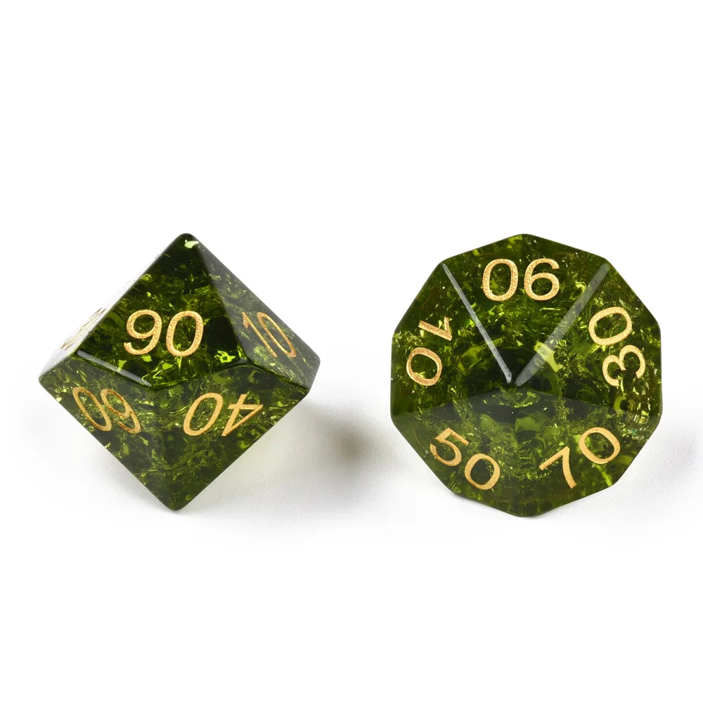 7pcs/Set Metal Enlaced Gemstone Polyhedral Number Dice Set D20RPG Game Crystal Stone Dice for Role Playing Table Game Party