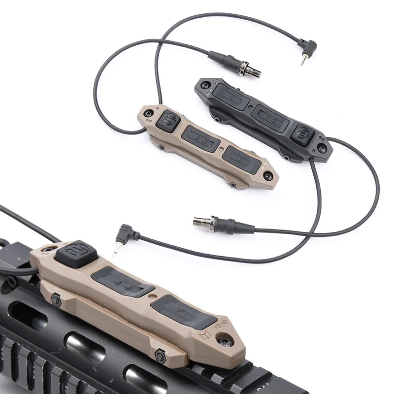 WADSN Tactical Dual Control Remote Switch For Airsoft Surefir M300 M600 Flashlight 2.5mm 3.5mm Plug PEQ DBAL Laser MLOK KEYMOD