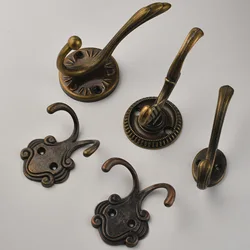 European retro double hook zinc alloy wardrobe coat hardware clothes metal coat hook wall hanging