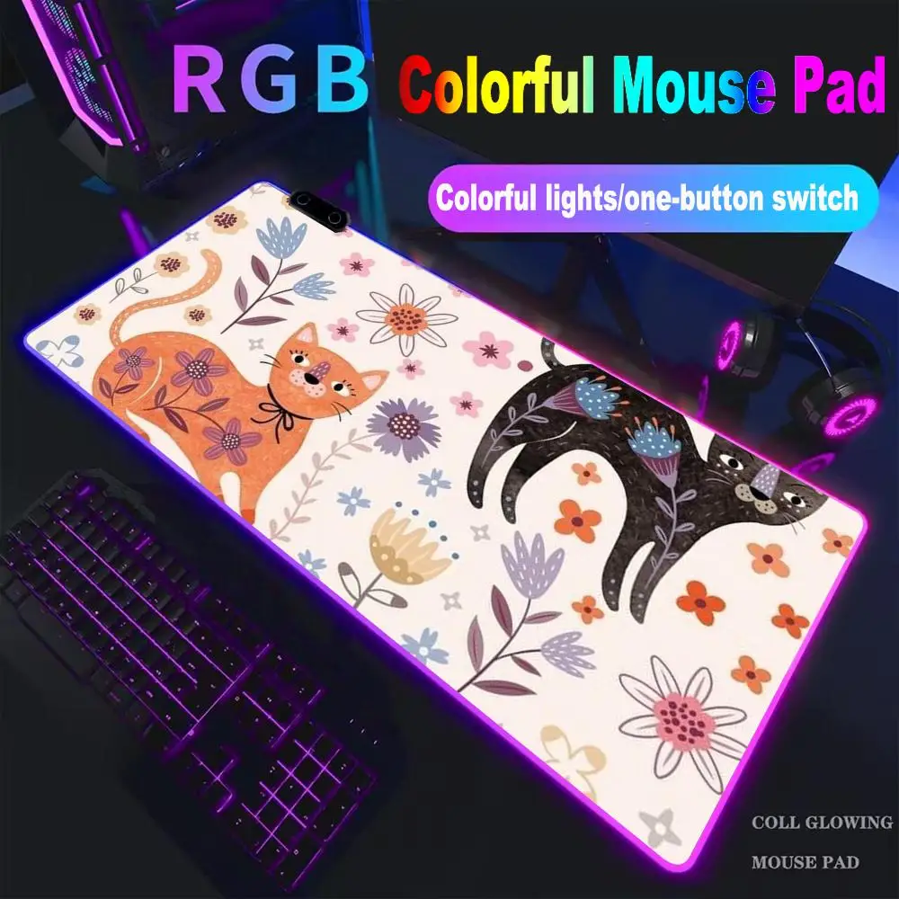

Little cat Mouse Pad High-end E-sports Mouse Pad Mouse Pad RGB Mouse Pad LED Pc Large Student Writing Pad Gamer Luminous Desk Ma