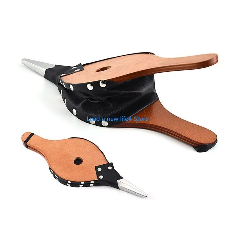 Y55E Wooden Fireplace Bellow Manual Air Blower Pit Air Bellow with Metal Nozzle for Fire Place BBQ Grill Outdoor Cooking