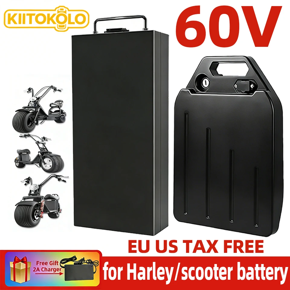60V 12Ah-21Ah Waterproof Lithium Battery Pack  BMS with Charger for Harley Citycoco Electric Motorcycle Scooter 250W-800W
