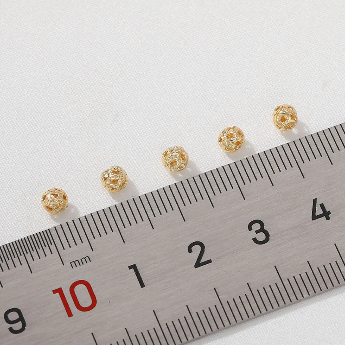 14K Gold Plated Color Retention Hollow Small Flower Ball Spacer Loose Beads DIY Bracelet Necklace Jewelry Findings