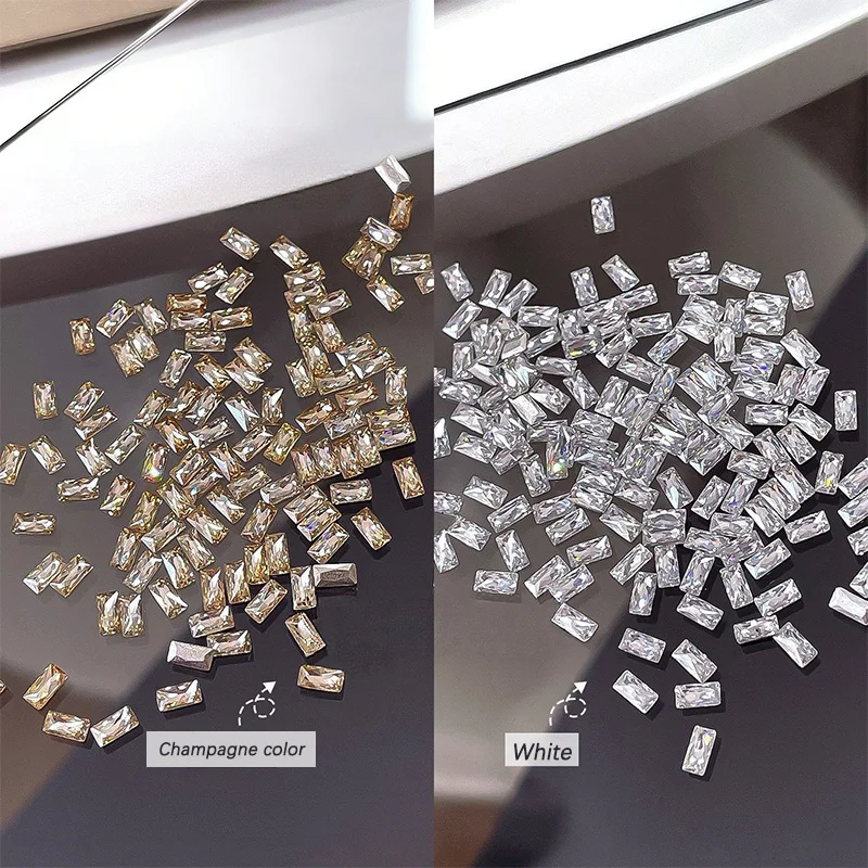 50Pcs/Bag Sparkling Flat Bottom Nail Rhinestones Charms 3D Glitter Nail Art Decorations DIY Manicure Accessories For Salon Home