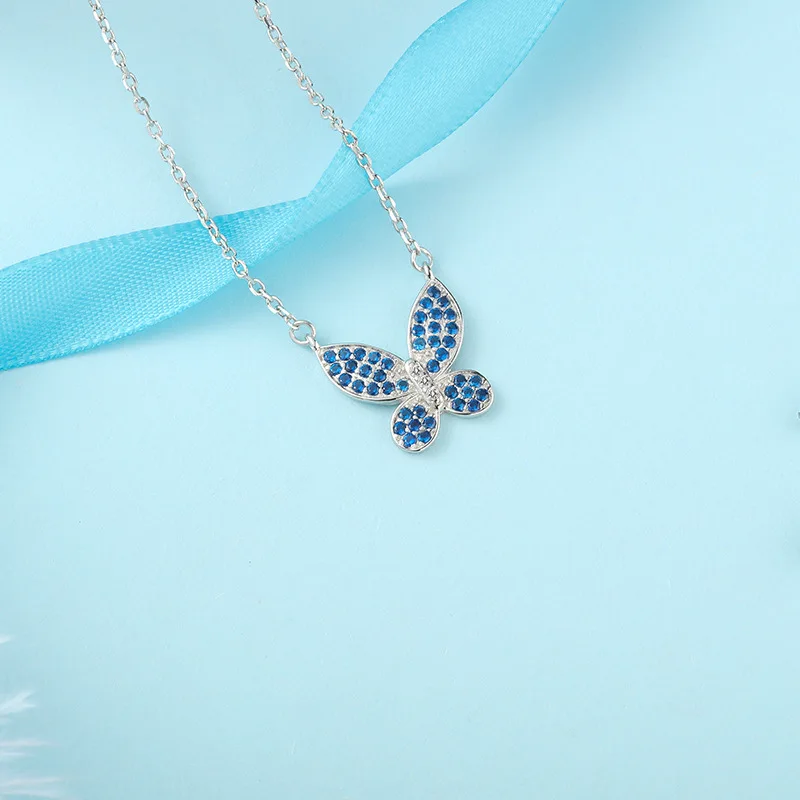 925 Sterling Silver Butterfly Sparkling Clavicle Chain Choker Necklace For Women Silver 925 Jewelry Gifts collares para mujer