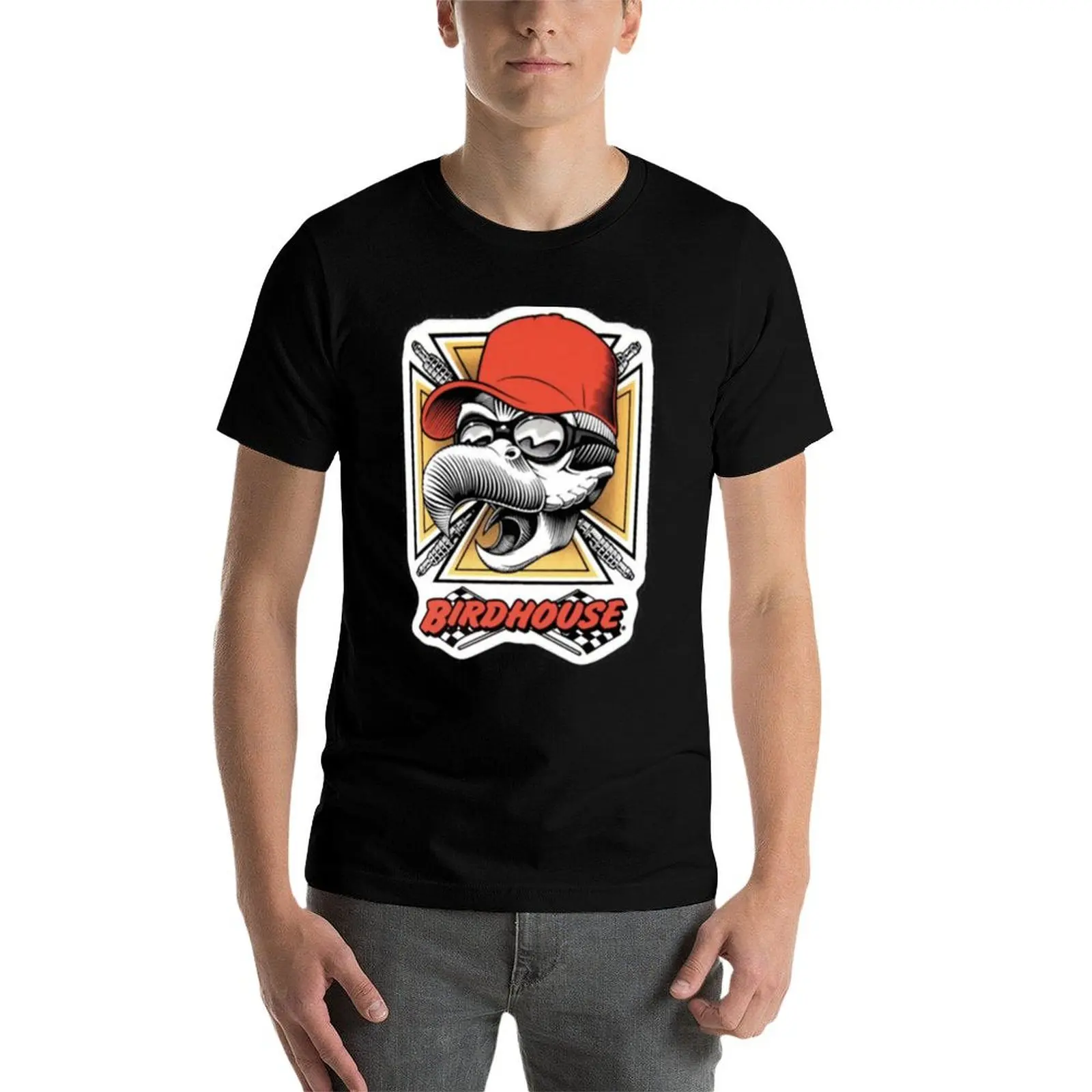 Vintage Birdhouse Tony Hawk Bird House Hook Ups Skate Brand Cartoon Hookups Hook-Ups Grim Reaper(1) T-Shirt - view 4