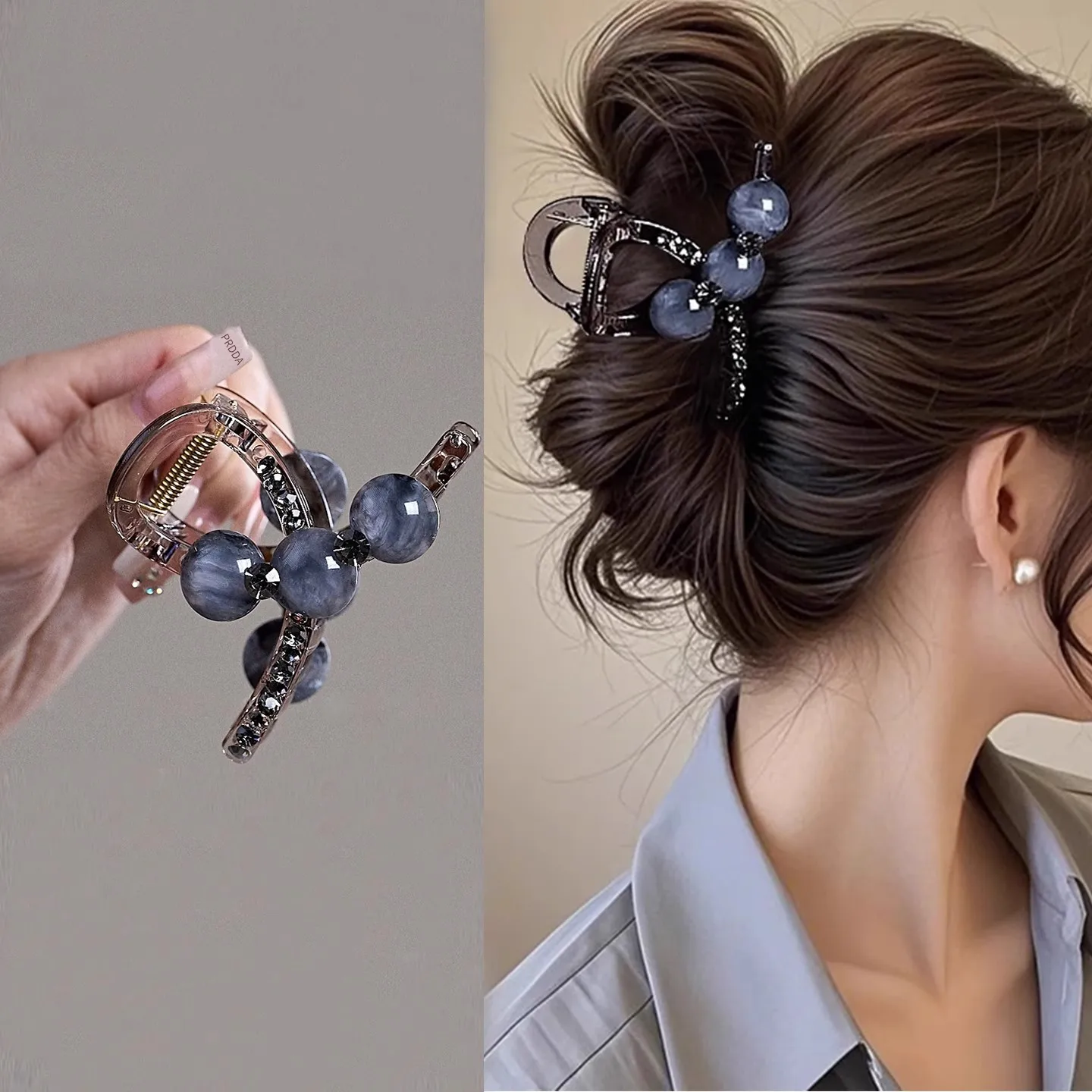 1 Uds. Clip de agarre elegante y a la moda para mujer, Clip de pelo de tiburón medio, accesorios para el cabello medio atados en la parte posterior de la cabeza
