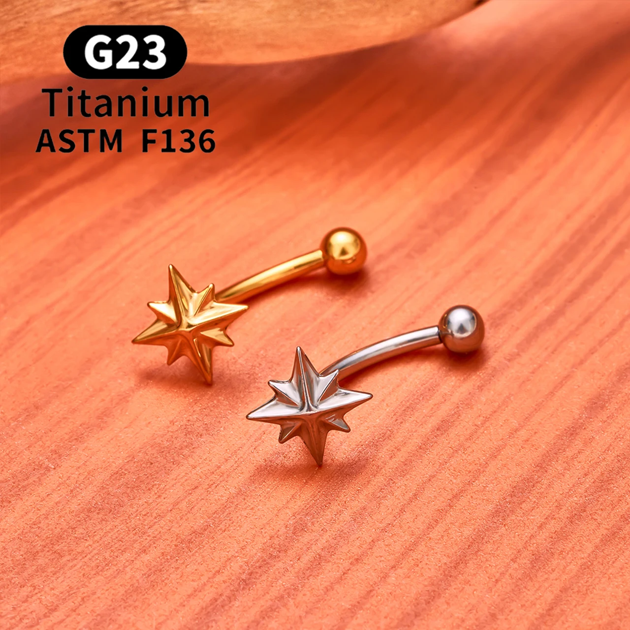 ASTM F136 Titan Hexagramm Rook Ohrring Gebogene Barbell Bauchnabelringe 16G CZ Innengewinde Augenbrauenring Körperschmuck – Detail 12