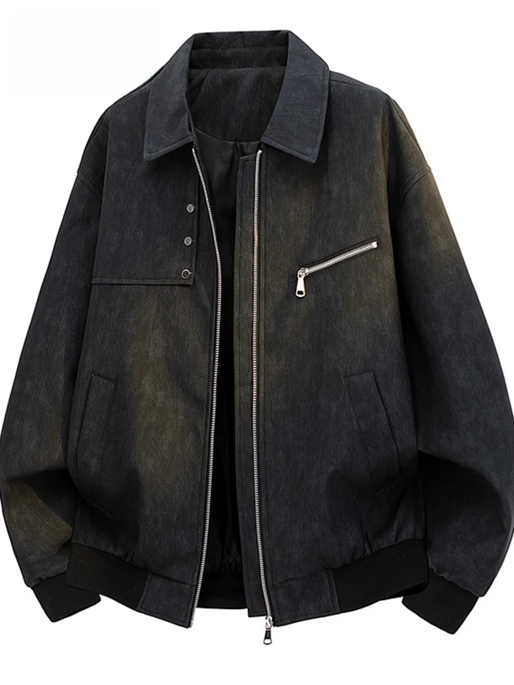 MoChao American Retro Leather Jacket Men's Loose Workwear Large Size PU Leather Coat Spring Autumn Trendy Brand Slimming Oute...