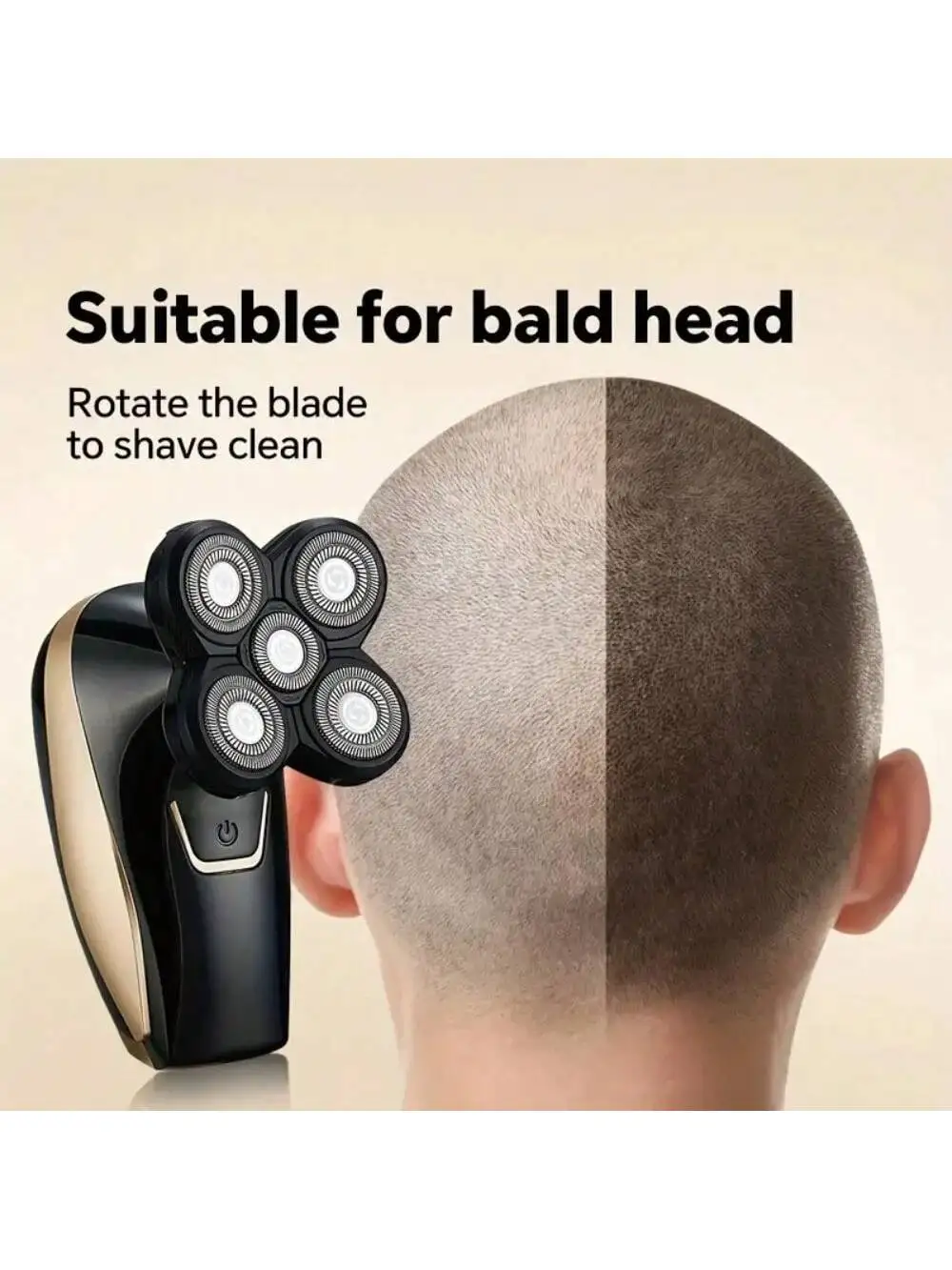 2026 ماكينة حلاقة الرأس مشابك الشعر مقاومة للماء ماكينة حلاقة كهربائية دوارة أداة تهذيب اللحية للرجال قابلة للشحن #2