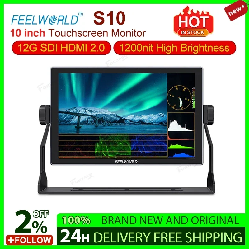

NEW FEELW ORLD S10 Monitor De Pantalla Tactil De 10 Pulgadas 12G SDI HD MI 2.0 Campo De Camara Alto Brillo 1200nit
