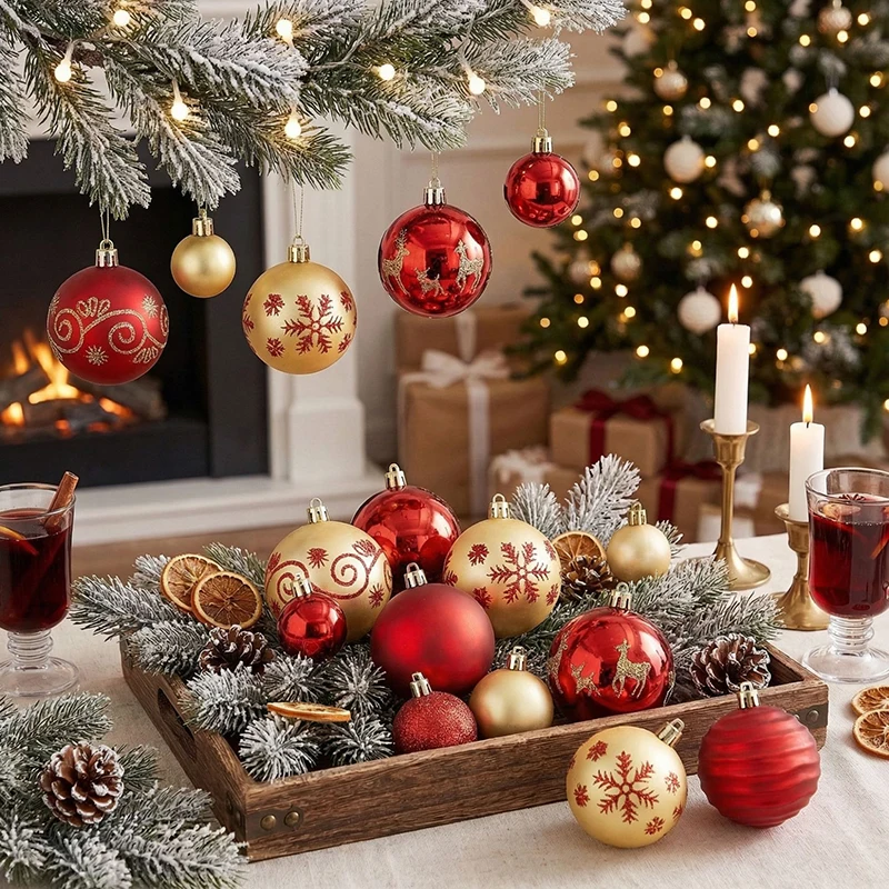44pcs set electroplated painted ball 3-6cm Christmas ball Christmas tree decoration pendant window home decoration Christmas