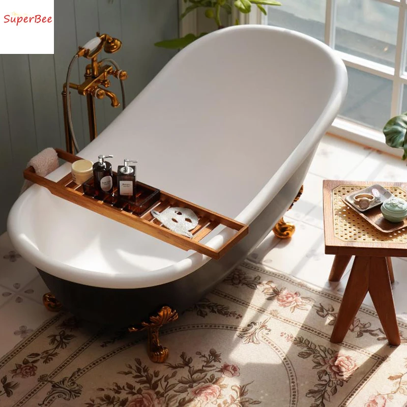 Mini vasca per casa delle bambole/modello vasca da bagno intagliato per casa delle bambole Articoli da bagno in miniatura Accessori per la decorazione di mobili Regali per bambini