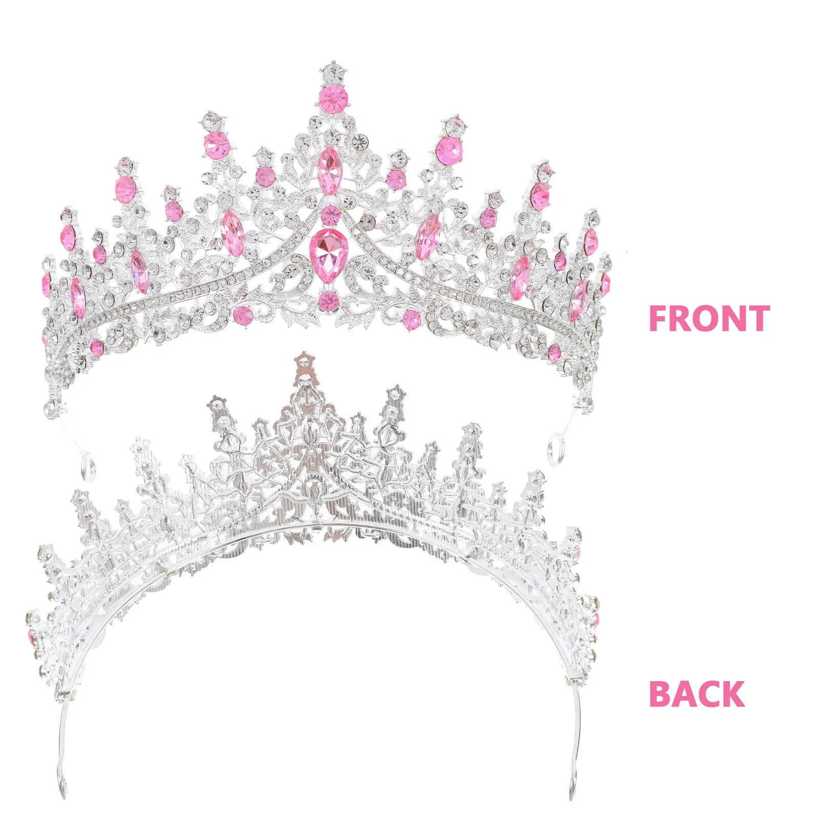 Rhinestone Crown Hairband Elegant Bridal Wedding Birthday Party Headpiece Tiara Queen Accessory Birthday Crowns for Women view 4