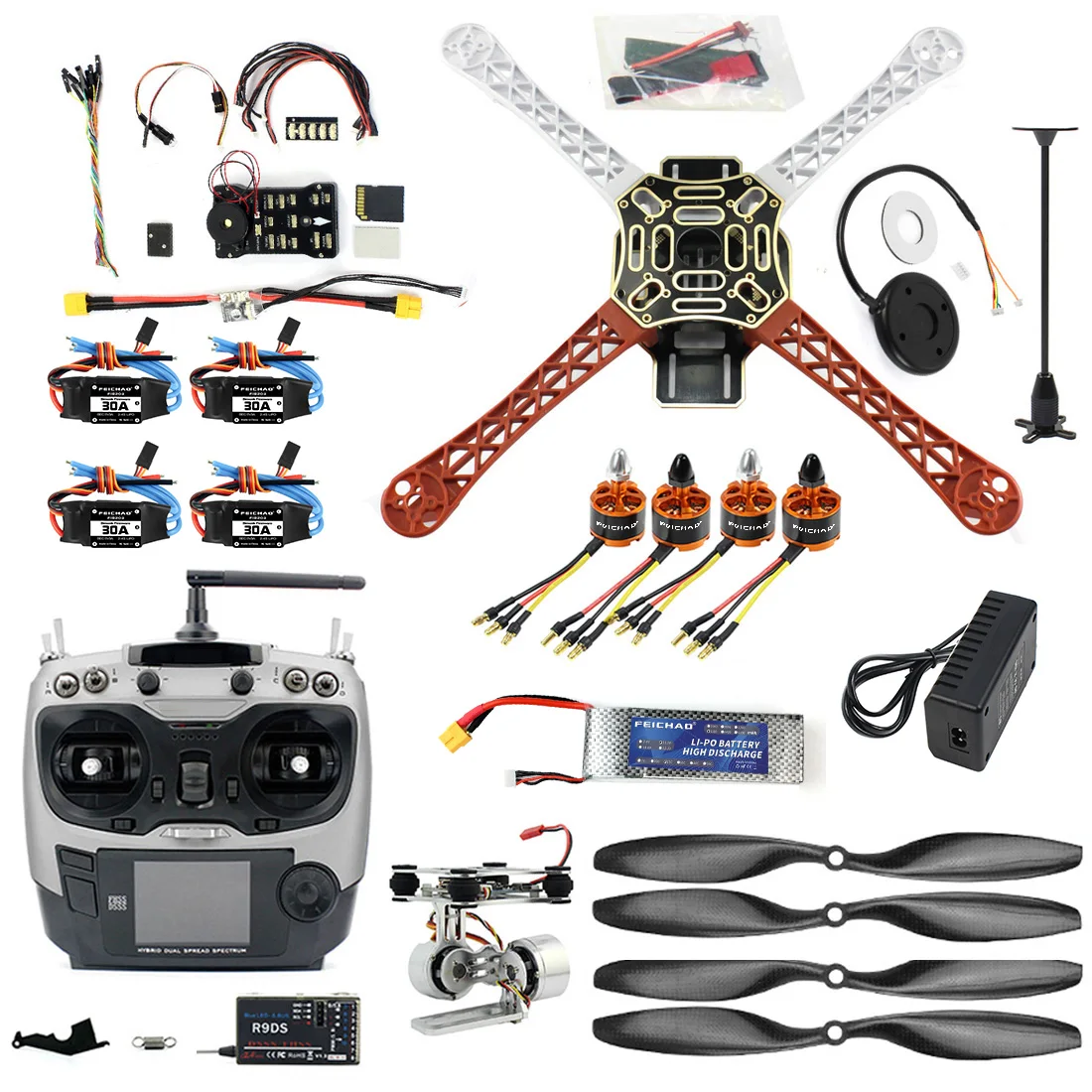 DIY RC PIXHAWK PXI PX4 920KV Motor GPS AT9S Drones Accessories Kit Drone Quadcopter F450 FPV Drone Kit