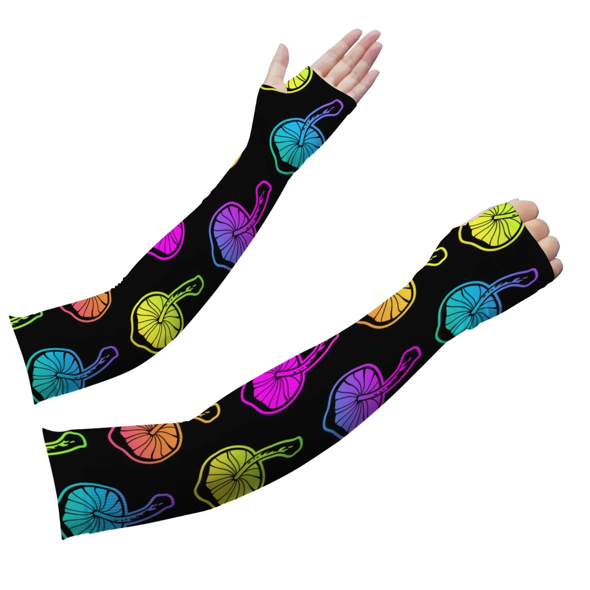 

Colorful Gradient Mushroom Novelty Arm Sleeves Soft Breathable Fashion Sports Sleeves Outdoor Gardening Protection Unisex Gift