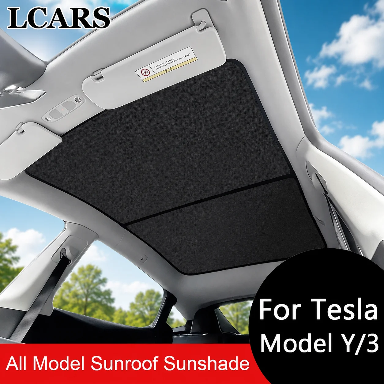 Special Sunshade Curtain for Car Sunroof, Suitable for Tesla Model 3 Y Panoramic Sunroof, Double-Layer Silver Coating Heat-Insulating Sunshade Curtain