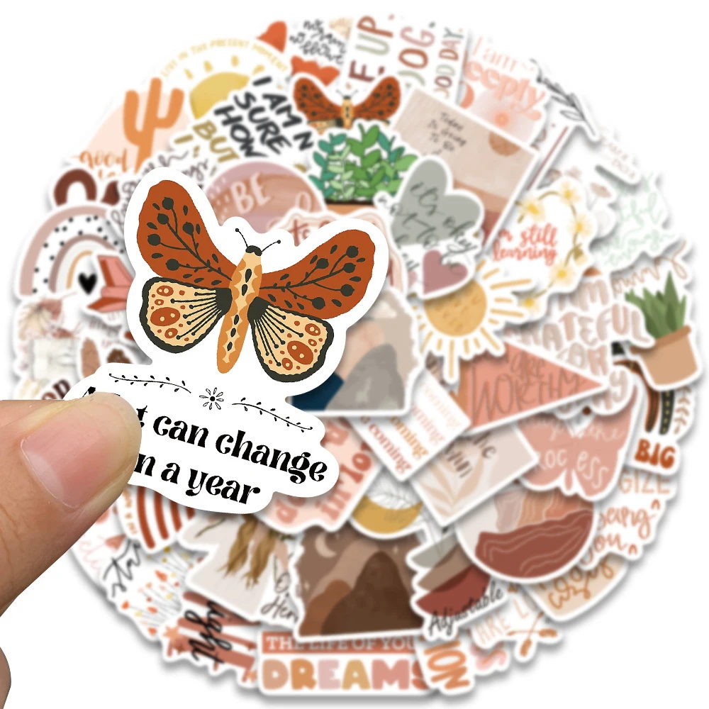 10/30/50pcs Cute Bohemia Motivational Phrases Stickers Inspirational Quotes Decals Laptop Fridge Suitcase Car Sticker Kids Toy