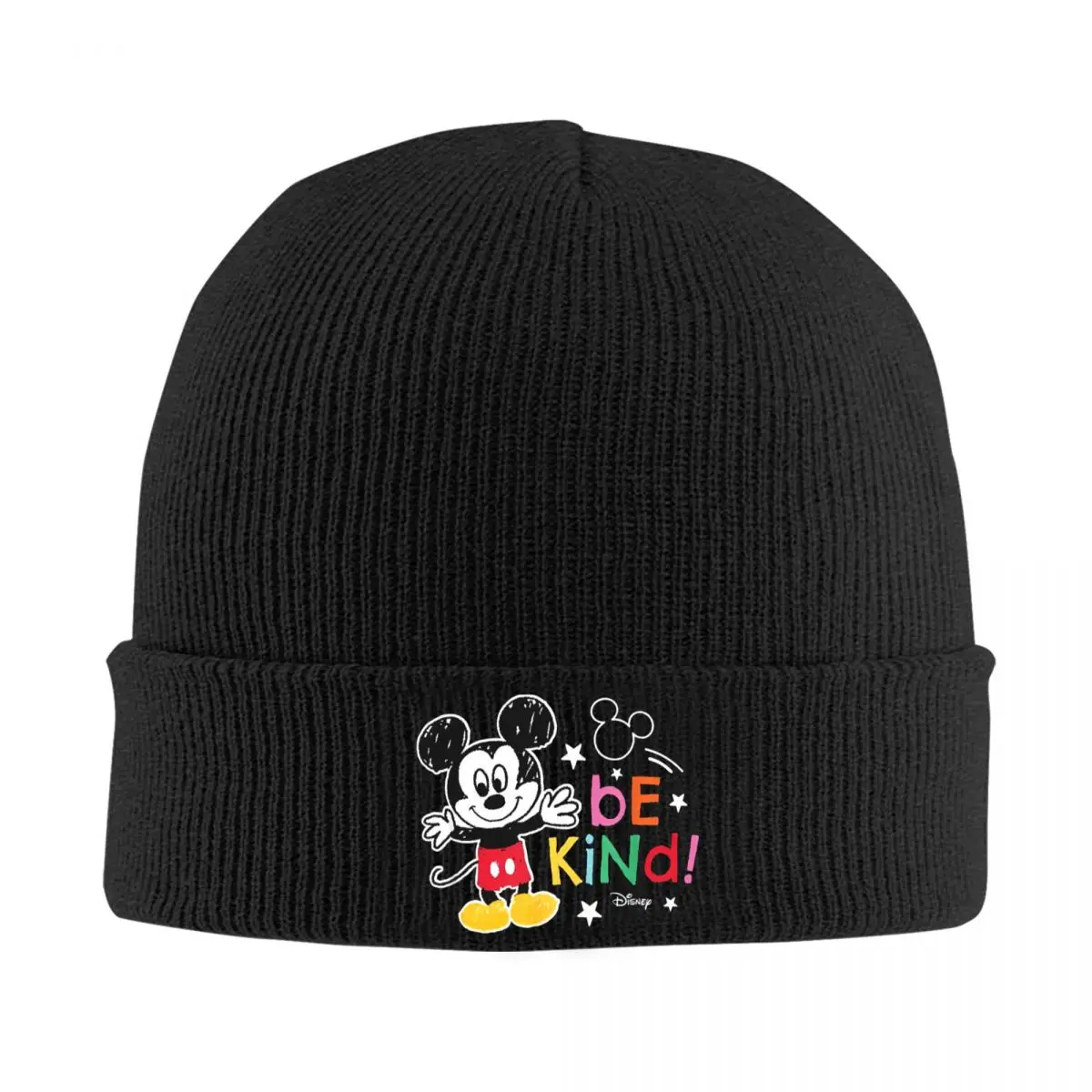 Mickey mouse-seja gentil mickey scribble bonnet chapéus chapéu de malha feminino masculino hip hop quente macio gorro chapéus primavera kpop boné gráfico