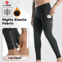 X-TIGER Men's Thermal Cycling Trousers Winter Mountain Bike Pants Bicycle Tights with Leg zips 5D Gel Pad Cycling Thermal Pant