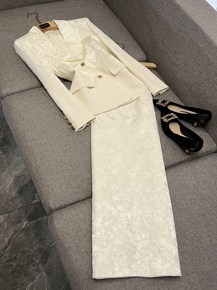 

Новый костюм знаменитостей с вышивкой в стиле пэчворк, джинсовая юбка-миди, длинный комплект из двух предметов Dr A05980, женский ансамбль