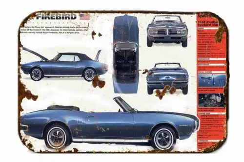 

69 Firebird винтажная реклама, полностью металлический жестяной знак 8x12