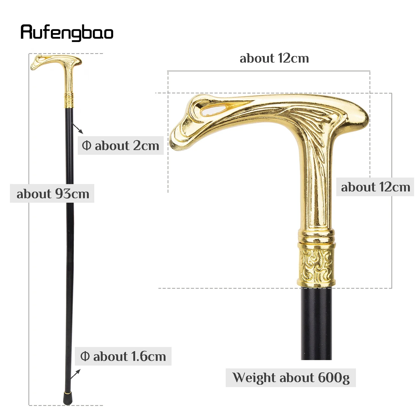 Gold Luxury Flow Line Type Single Joint Walking Stick decorativo Cospaly Party bastone da passeggio alla moda Halloween Crosier 93cm