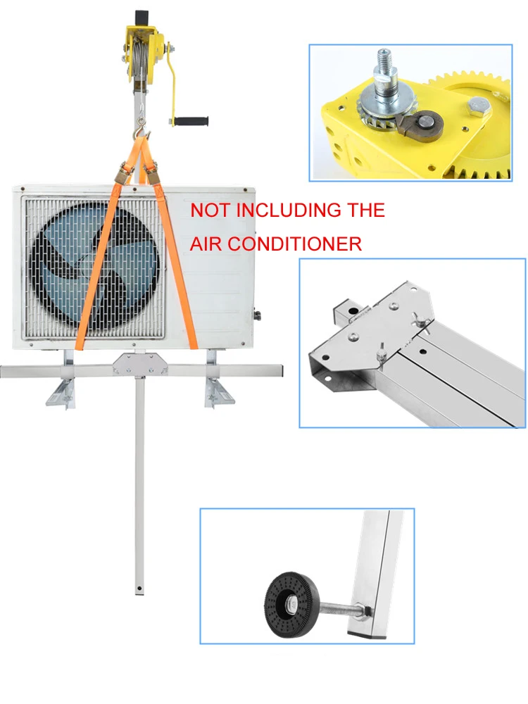 Manual Air Conditioner Out Door Installation Assembly Fix Lifting Tool Stainless Steel Crane Folding Self-Locking Winch Hanger