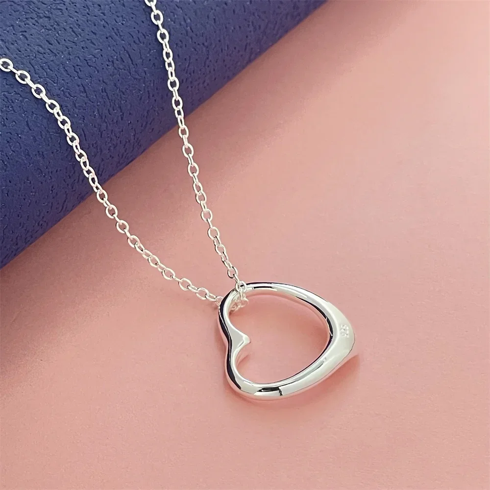 

925 Sterling Silver Love 18 Inch Pendant Necklace For Women Couple Luxury Wedding Fashion Jewelry Gift