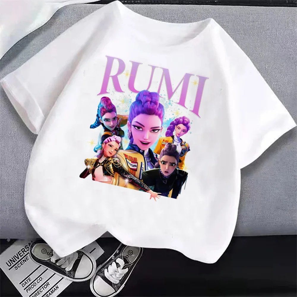 

Kpop Demon Hunters Cotton Children's Clothing Short Sleeve Tshirt Cute Kpop Demon Hunters T Shirt Harajuku Tshirt for Boys Girls