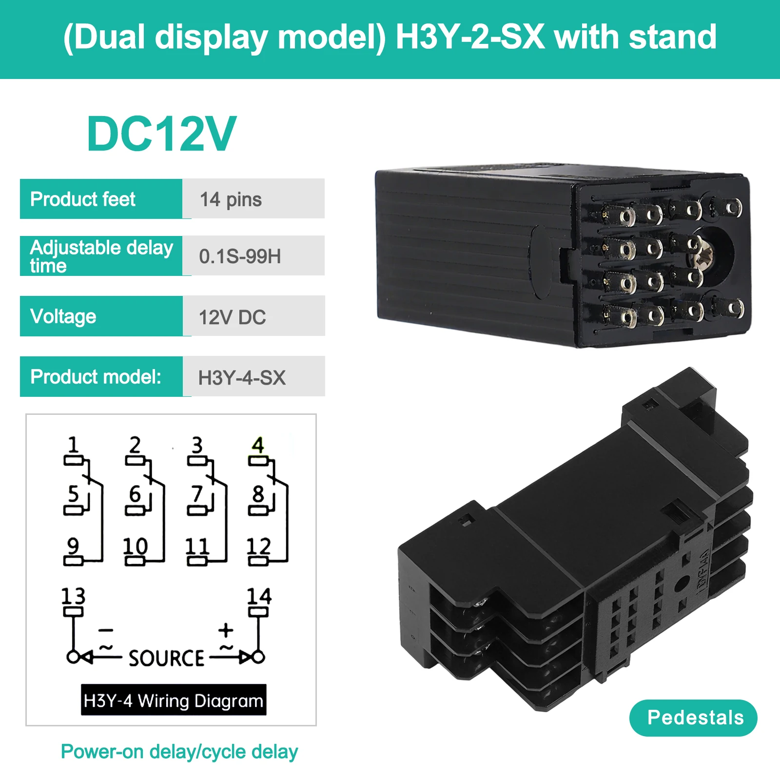 LED Digital Display Time Relay for Industrial Control Panels 0.1 Second to 99 Hour Adjustable Delay 12V DC Operation