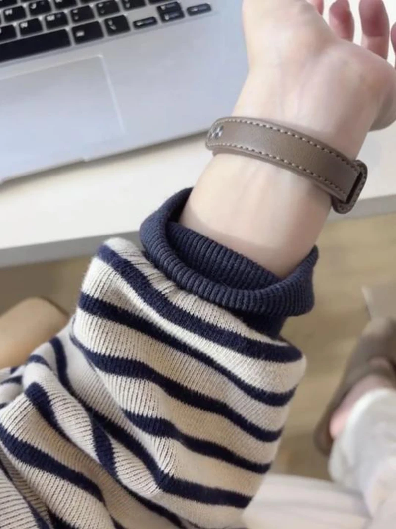 Women's New American Striped Round Neck Pullover For Spring Autumn Fashion Loose Casual Knitted Sweater Top Oversize Winter