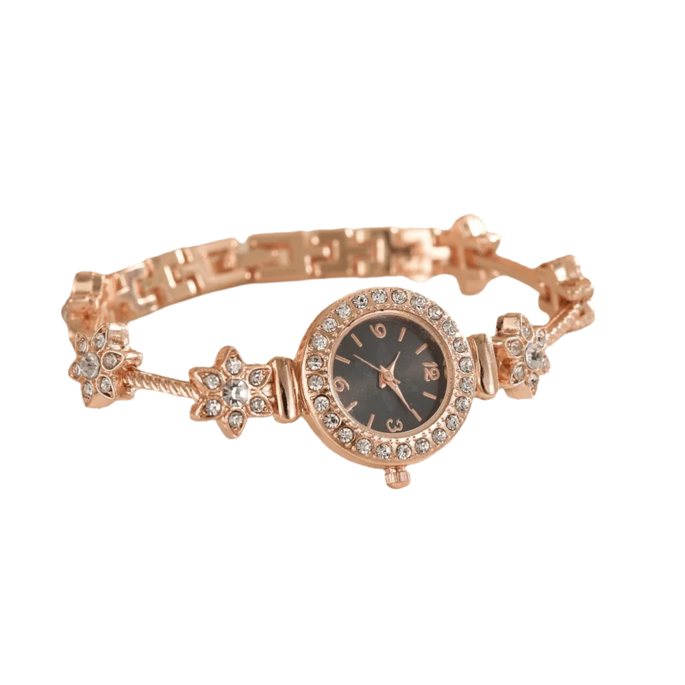 

Slim Strap Rhinestone Quartz Watch Round Dial Small Dial Women Quartz Watch Pull Adjustable Leaf Design Rhinestone Watch