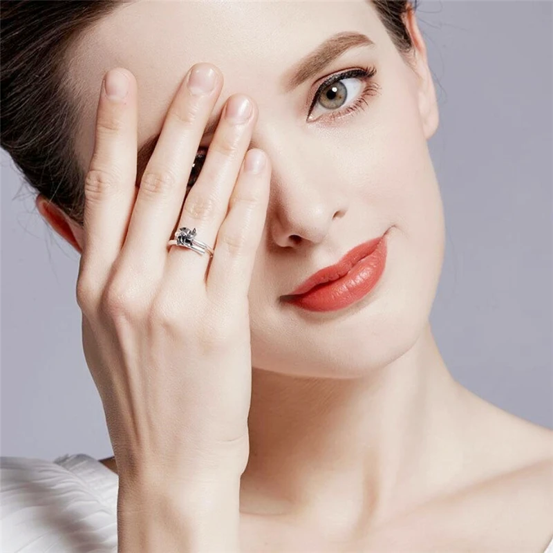 Retro Windmill Cute Mini 925 Sterling Silver Female Resizable Opening Rings RI1027