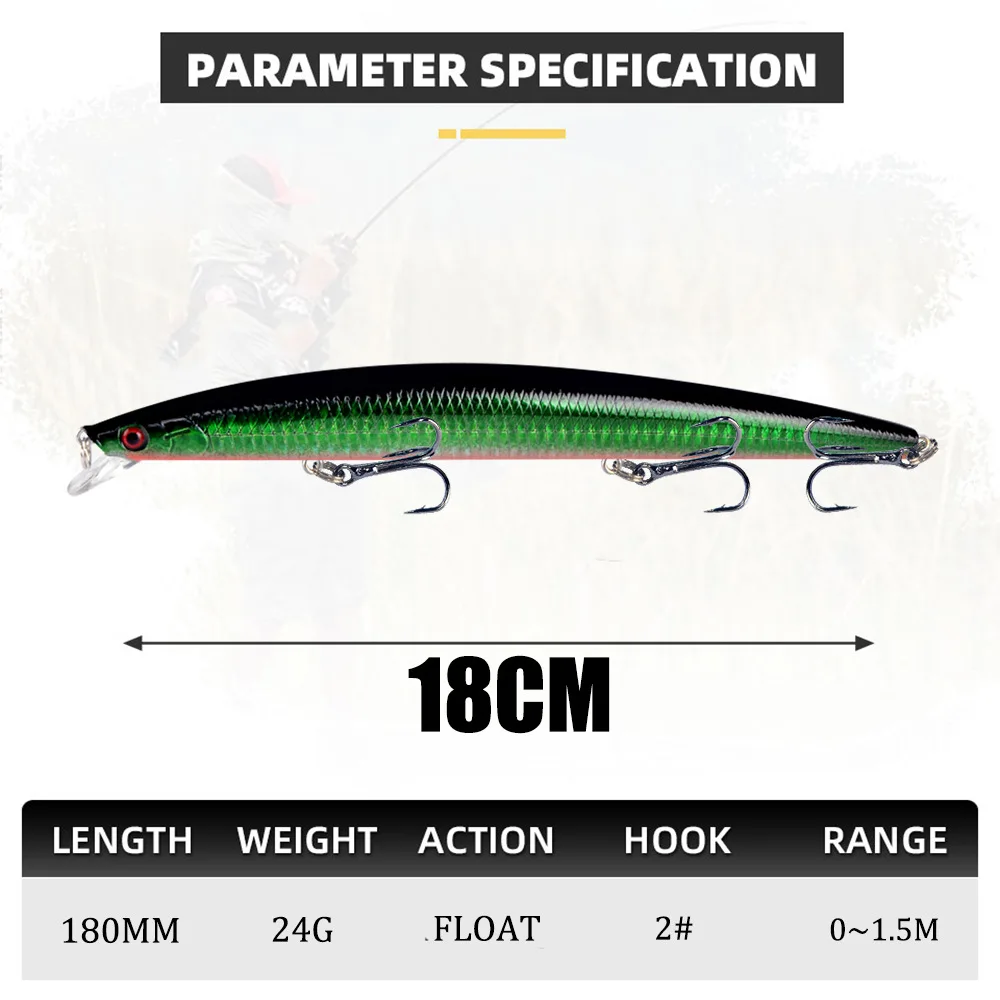 Wobbler Longcast Minnow para lucio, cebo duro flotante agua salada - imagen 4