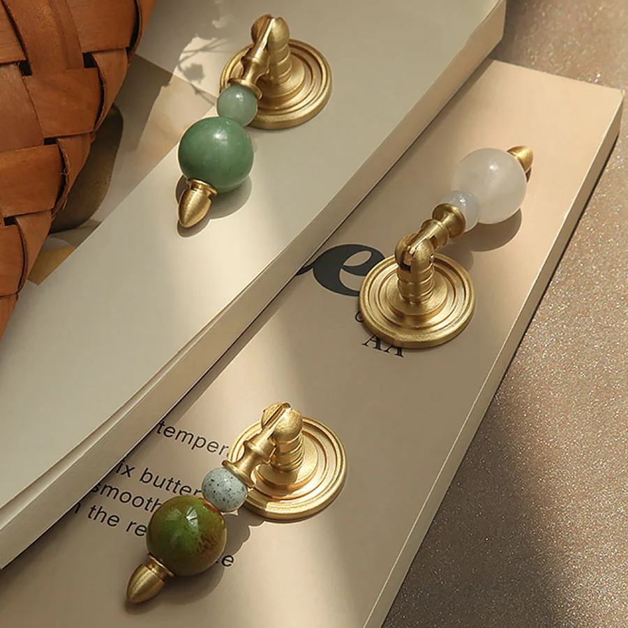 Exquisite Brass Kitchen Cabinet Handles Dressing Table Drawer Knobs High-end Crystal Knob Furniture Hardware Door Handle