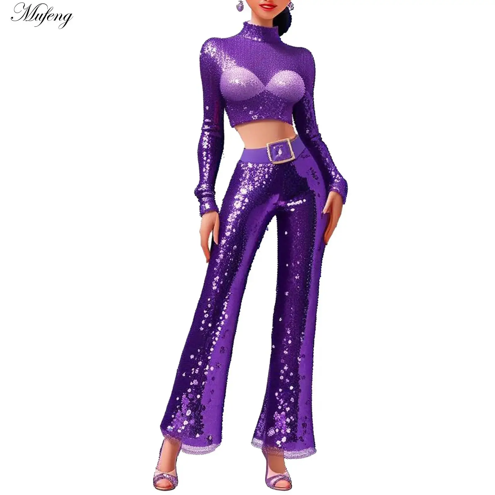 Women Sequins Jazz Dance Costume Rumba Samba Street Dance Outfits Stage Singer Music Rock Sparkle Hip Hop Jazz Dance Disco Suit