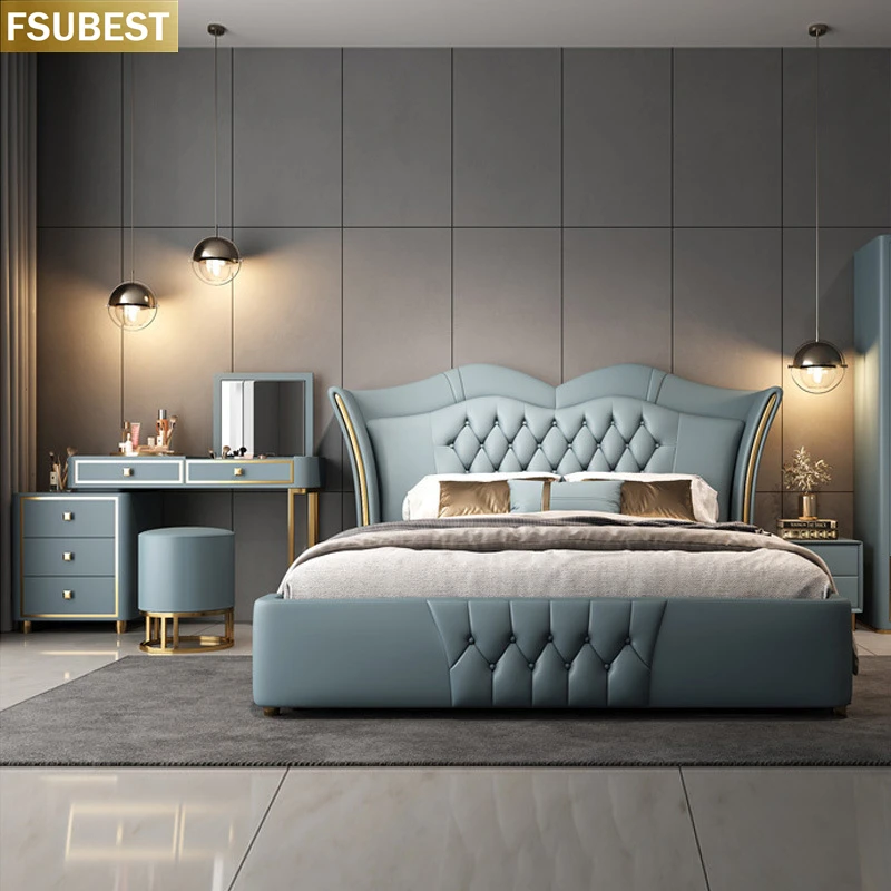 European Queen Bed Luxury Bed Frame Lit Cama Yatak Letto Letti Bedden Bedroom Furniture Sommier Casal Matrimoniale 2 Personnes