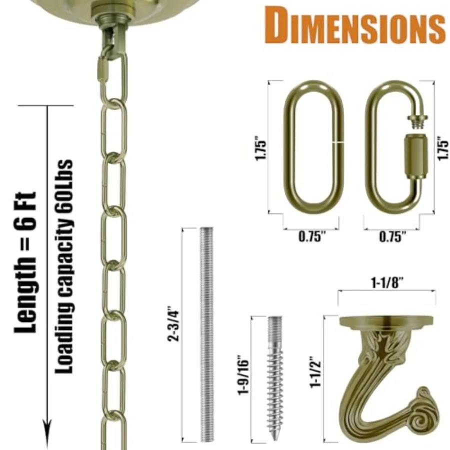 Kit de Cadena Resistente para Colgar Lámparas, Candelabros, Lámparas Colgantes, Faroles, Lámparas de Techo, Plantas/Flores