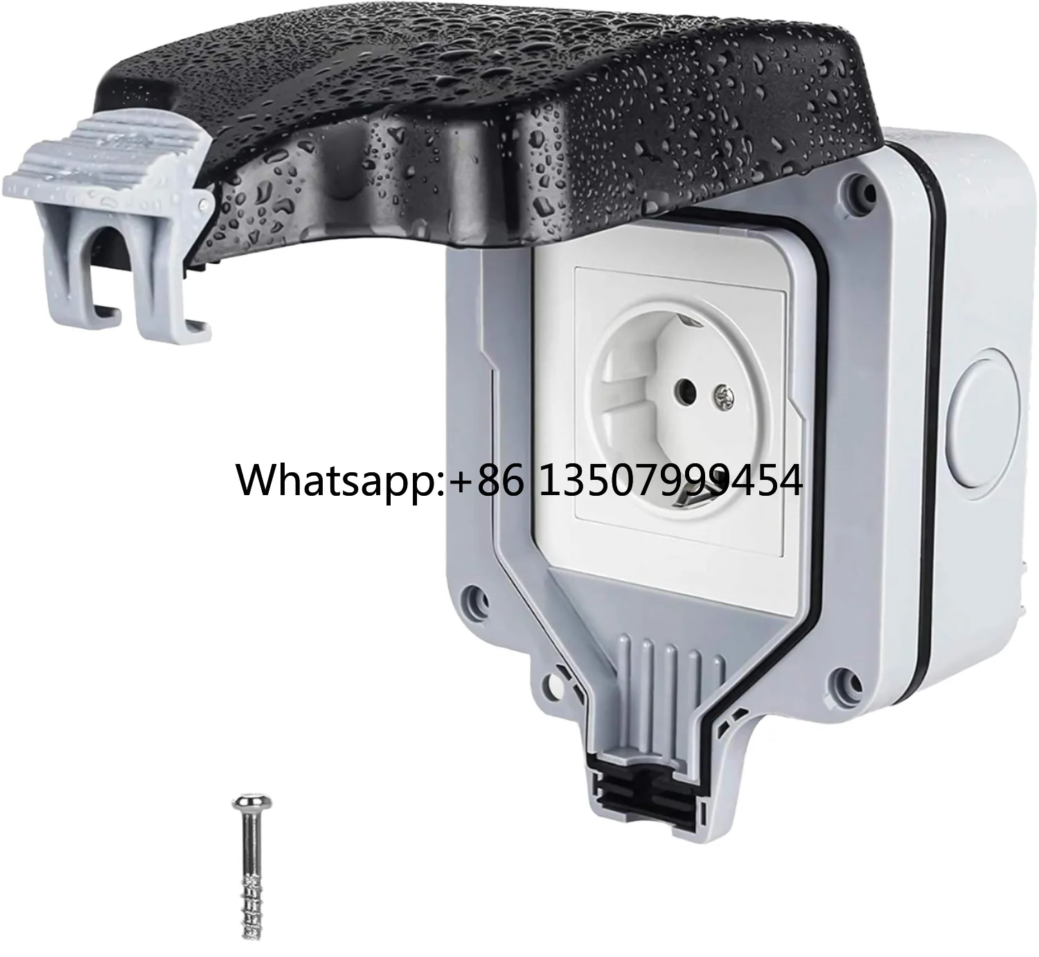 

European Standard Outdoor Waterproof Power Wall Socket PC Material IP66 Splash-proof Box 1 Outlet