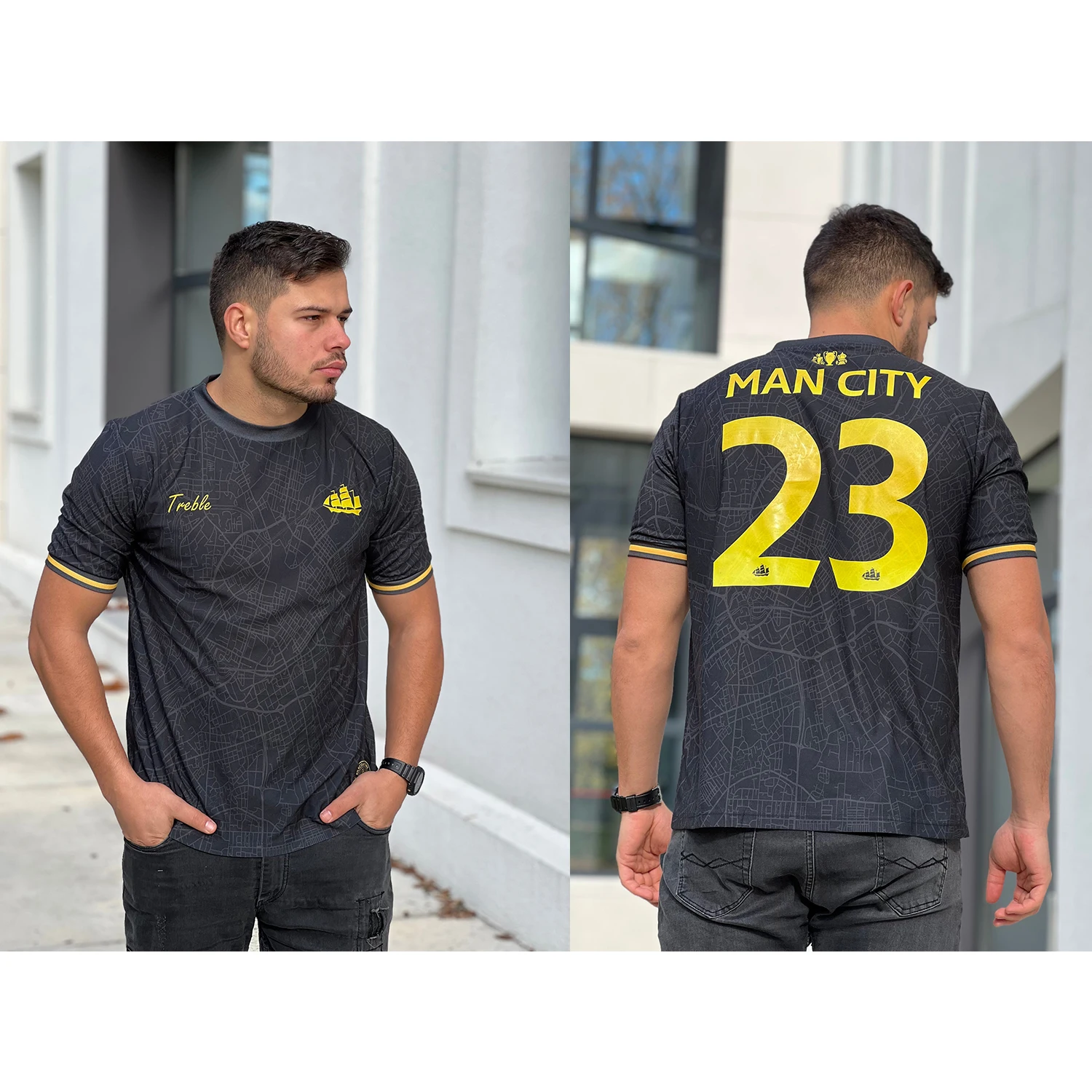 

Summer Hot Manchester City Treble Home Men's and Children's Plus Size Sports Tops, Sweat Resistant Men's Clothing