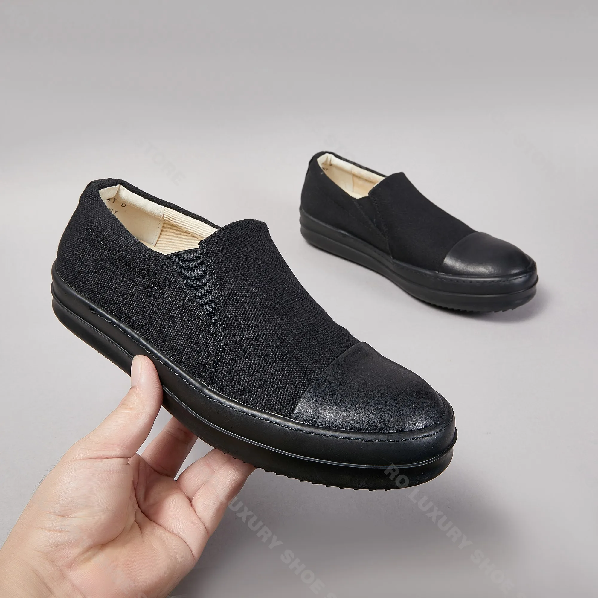

Brand Men Shoe Canvas Slip-on Women Sneaker Low Top Designer Black Casual Shoe Luxury New Fashion Trainer Thick-sole Flat Shoe