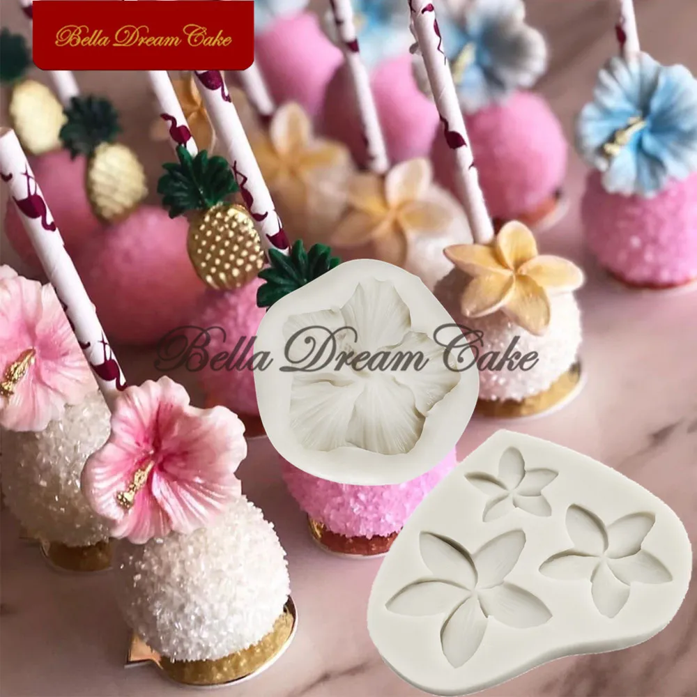 حجم صغير زهرة الهيسكوز/Plumeria قالب من السيليكون لتقوم بها بنفسك قطاعات الكيك قوالب فندان الشوكولاته قالب الكعكة أداة زخرفة خبز